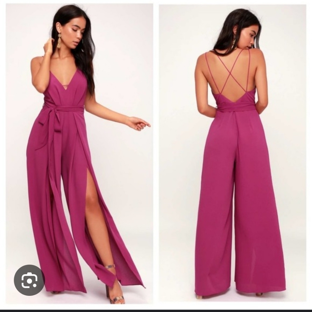 Lulu's Hype Dream Wide Leg Jumpsuit Medium